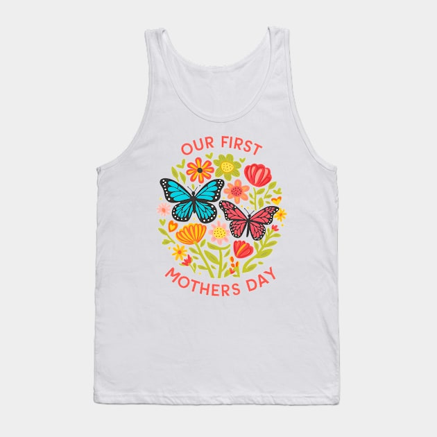 our first mothers day butterflies fun print shirt Tank Top by Inkspire Apparel designs